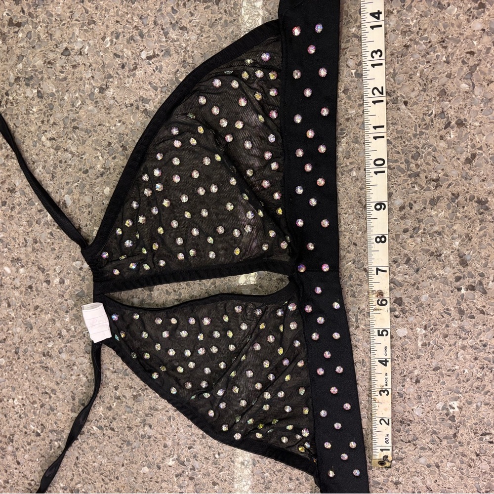 Black Sheer Bralette with Rhinestones